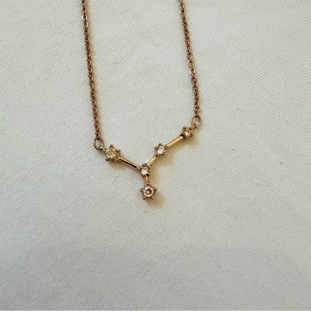 Fashion Jewelry - Gold Cancer Constellation Necklace with Crystal Details